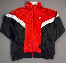 Vintage 90 s Nike Full Zip Track Jacket / Men XL Black / Red Left Chest Swoosh