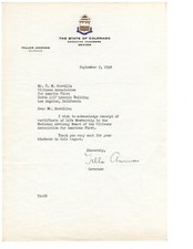 Teller Ammons Signed Letter 1938 Autographed Governor of Colorado