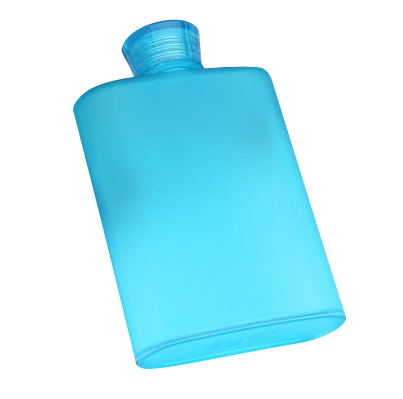 400-ml Blue Hip Flask Memo Paper Bottle Flat Water Bottle Cup Kettle Plastic