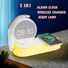 RGB LED Atmosphere Lamp Bluetooth Speaker Wireless Charger Alarm Clock Sunrise