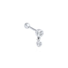 Helix Tragus Stud Earring 925 Sterling Silver Bezel CZ Ear Piercing A1060