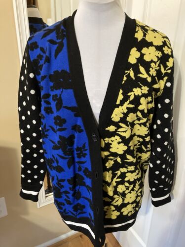 Alice & Olivia Bradford Embroidered Wool-Blend Grandpa Cardigan Sz S