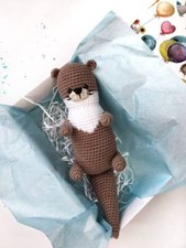 Otter plush toy handmade otter baby gift, stuffed otter figurine, baby nursery