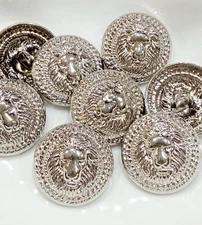 10PC Antiqued Silver Lion Round Metal Buttons Sewing Shank Buttons 25mm
