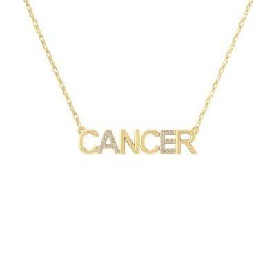 14k Gelbgold 0,1 kt natürlicher Diamant Krebs Halskette 18'' Silber Kabel Kette