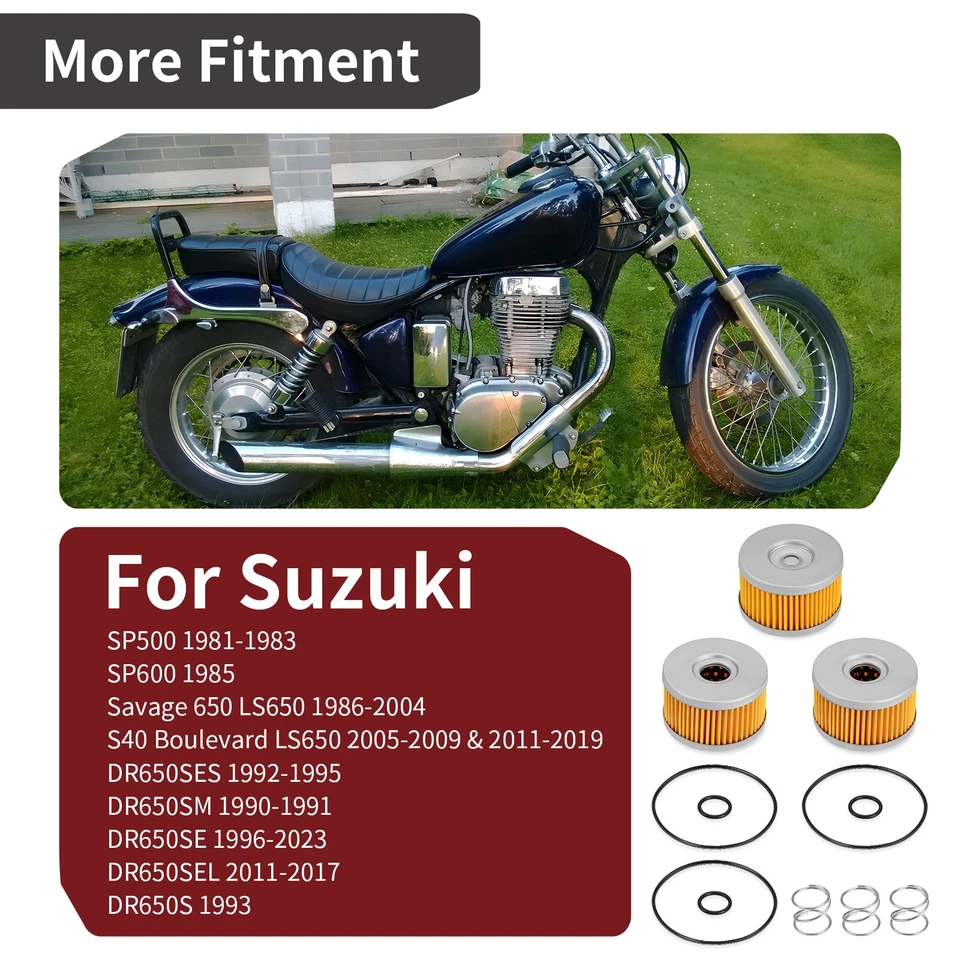Filtro de aceite y junta tórica de 3 piezas con kit de resorte para Suzuki DR650SES DR650SM DR650SE DR650S Foto 3 de 4