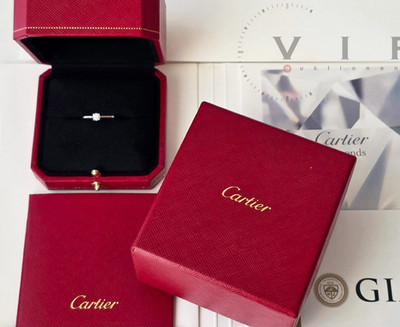 CARTIER 1895 SOLITAIRE RING Pt.950 PLATIN DIAMANT 0,23ct. BRILLANT SOLITÄR Gr.51