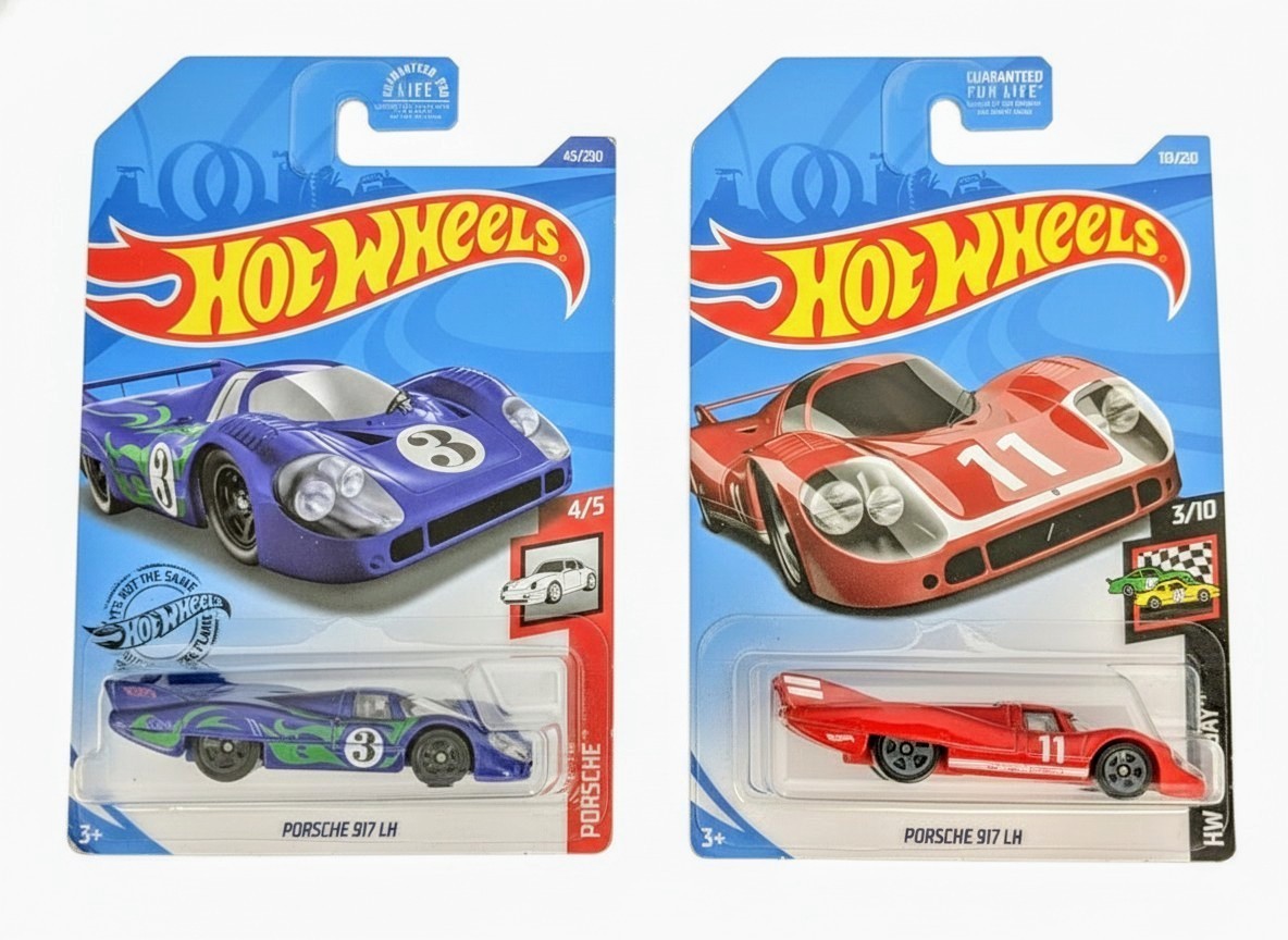 2018 Hot Wheels Porsche 917 LH Blue And Porsche 917 LH Red (Race Day) Pack Of 2