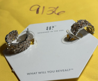 NIB Bomb Party Stud RBP8930 Jasmina Earrings Dark Smokey Topaz CZ Rhodium Pl