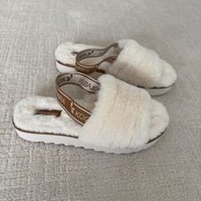 Koolaburra by UGG Fuzz-A-Gurl Cream Faux Fur Slingback Slippers Women's 9 Cozy