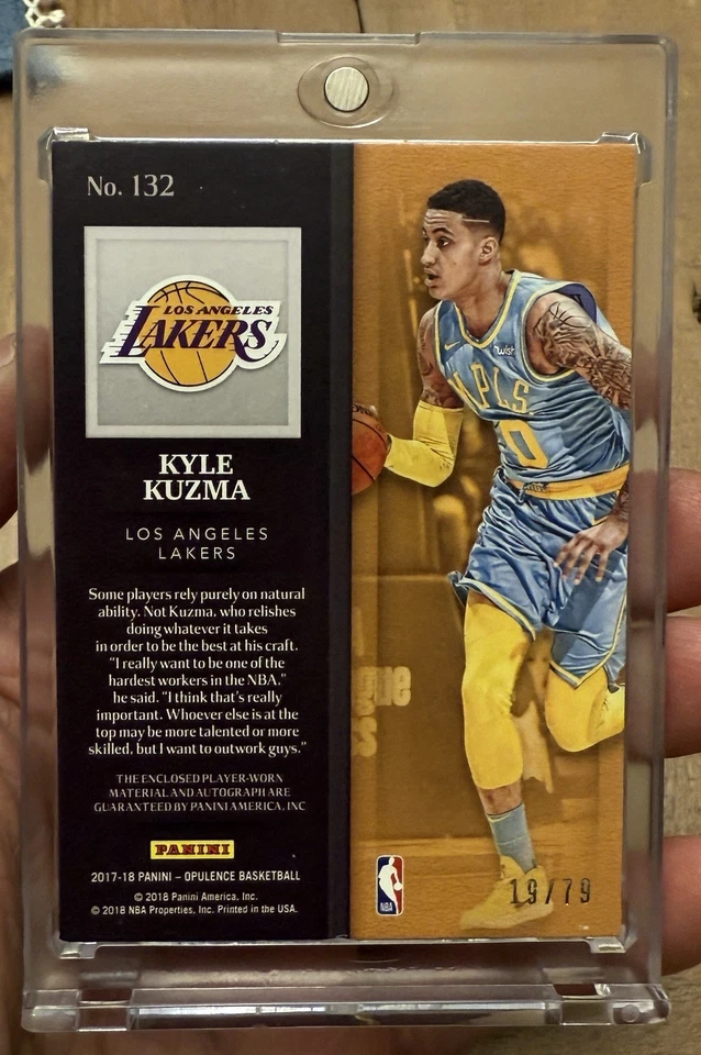 2017-18 Panini Opulence Kyle Kuzma #132 Rookie Patch Auto /79 💎3 Color Jersey - Image 2 of 2