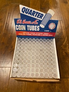 Vintage HE Harris Round Coin Tubes for Quarters 100 ct.