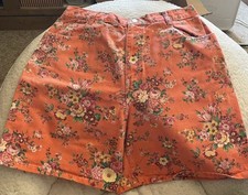 80s Style Patterned Floral High Waisted Vintage Long Shorts Size 14
