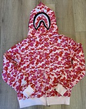BAPE ABC Camo Pink Shark Full Zip Hoodie A Bathing Ape Size Large Womens