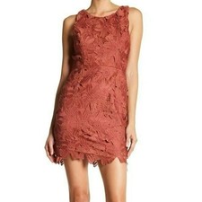 ASTR The Label Rust Floral Lace Sleeveless Mini Bodycon Dress Sheath Womens Sz S