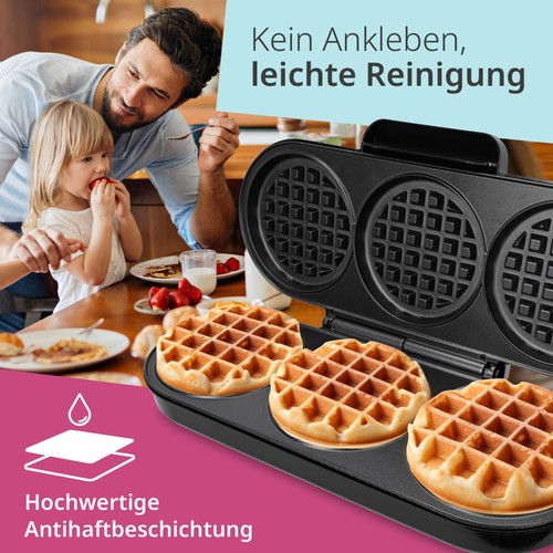 XXL Waffle Maker Belgian Waffle | Holds 3 Round Waffles Simultaneously | 1,200 W... - Picture 4 of 7