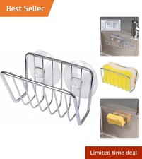 Elegant Stainless Steel Sponge Holder with Suction Cups - Space Saving Design