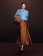 RRP£90 NEW Satin Pleated Midaxi Wrap Skirt colour Brown Amber sizes: 8,10,12,14