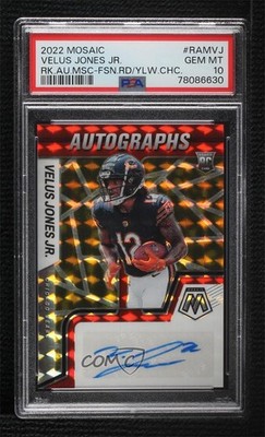 2022 Mosaic Choice Fusion Red & Yellow Prizm Velus Jones Jr PSA 10 Auto ku9