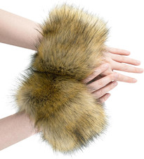 Women Faux Fur Wrist Cuffs Winter Short Fuzzy Arm Warmers Plush Fluffy Wristband