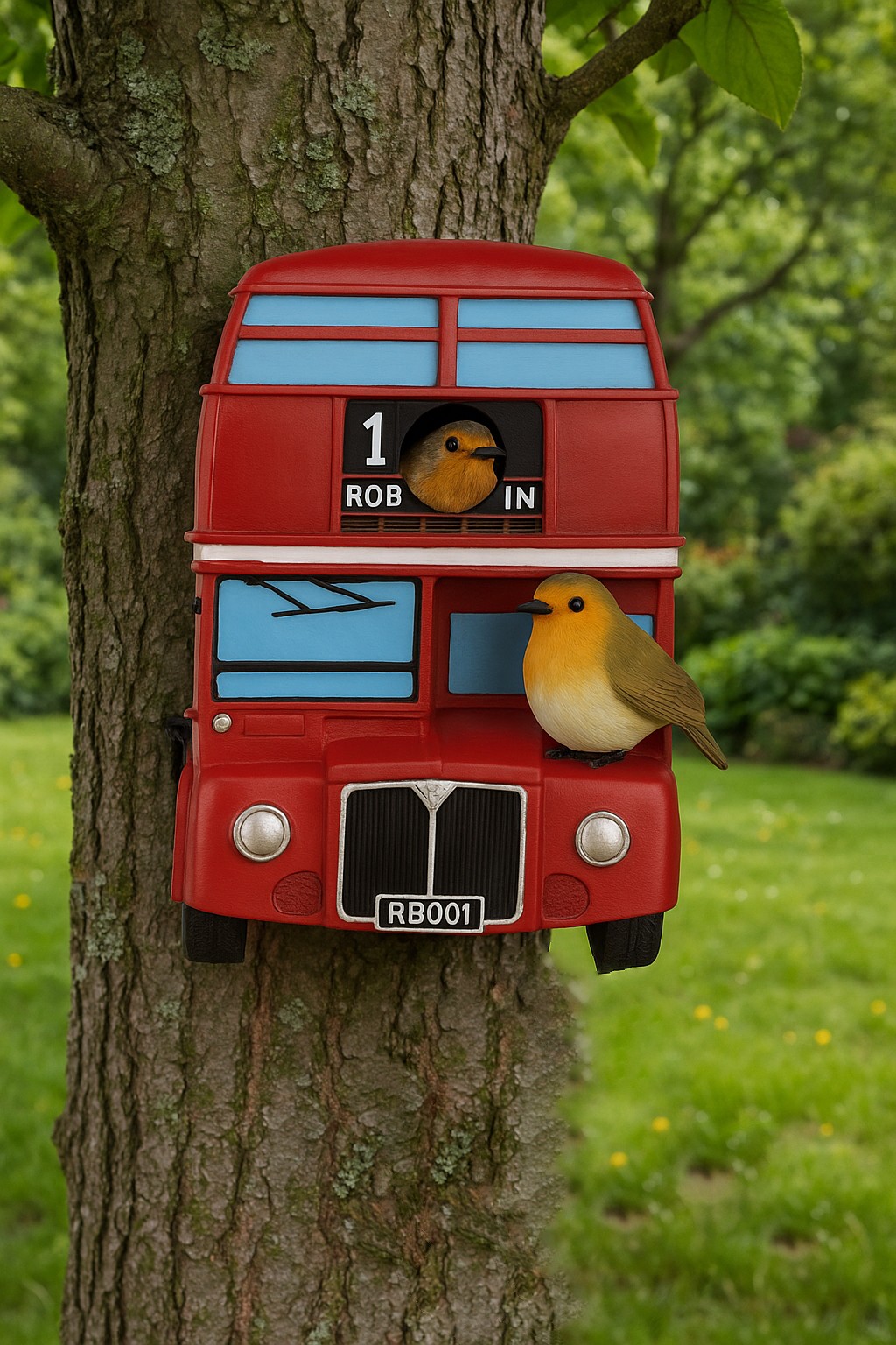 London Bus Bird House Wooden Garden Bird Feeder Nest Box Outdoor Decor
