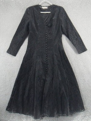 Vintage Dress Womens Small Black Lace Gothic Grunge Witchy 90s Jody California