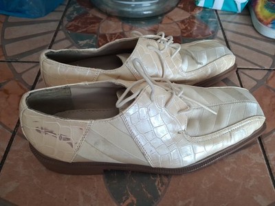 Jonathan Paglia Men's Dress Oxford Shoes Cream Color Crocodile Pattern