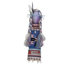Southwestern Native American Style Wall Art Doll Handmade Feathers Stones Boho