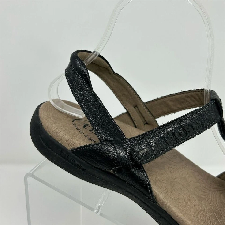 Sandalias para mujer Taos Swifty de cuero negras con cordones talla 9 informales cómodas Foto 2 de 4