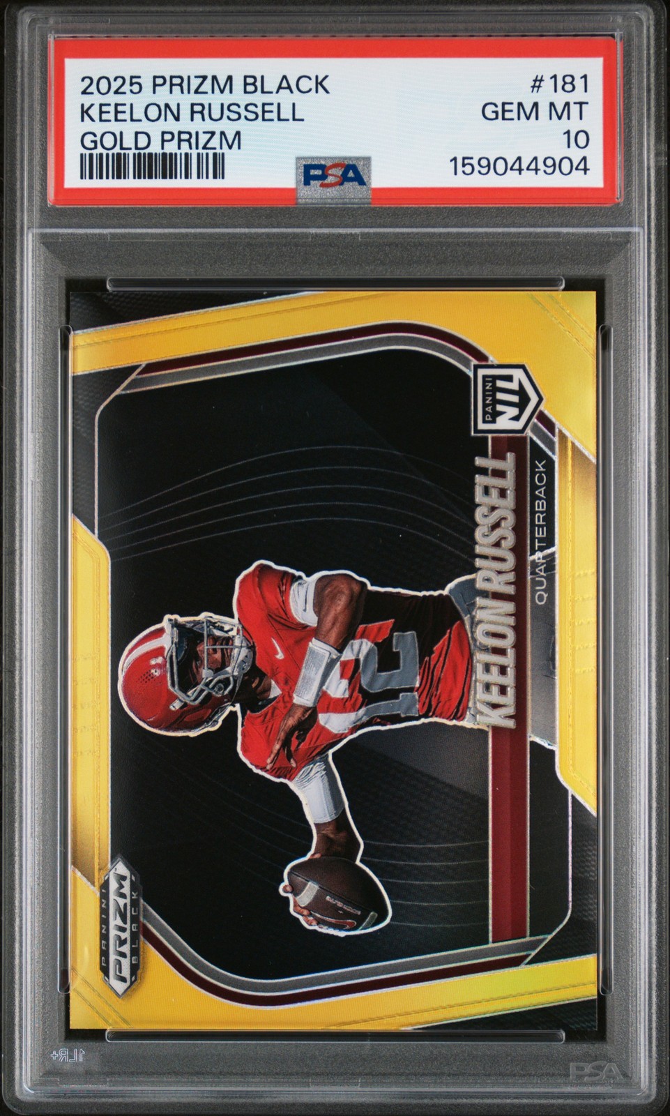 2025 PANINI PRIZM BLACK GOLD PRIZM #181 KEELON RUSSELL 4/10 PSA 10