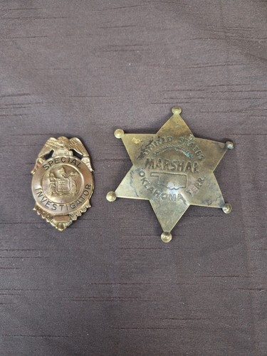 Lot of Two Novelty Reproduction Pins Oklahoma Terr. and Special Investigator