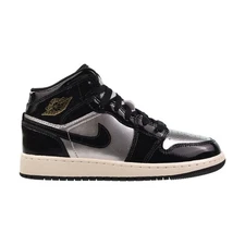 Jordan 1 Mid SE (GS) Big Kids' Shoes Black/Metallic Silver FZ3938-001