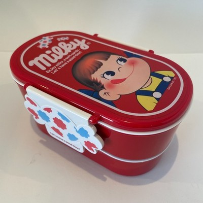 Vintage Fujiya Milky Peko-chan 2 Tier Bento Box unbenutzt Japan limitiert süß