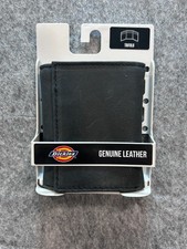 Dickies Genuine Leather Trifold Men's Wallet Black Genuine Leather New