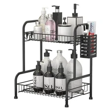 Bathroom Countertop Organizer With Toiletries Basket, 2 Tier Bathroom Counter...