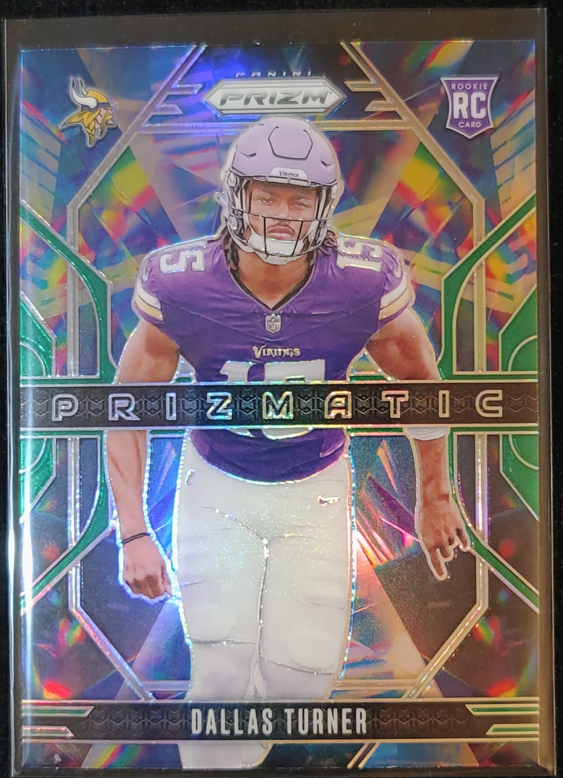2024 Panini Prizm Dallas Turner Green Wave Prizmatic Rookie (RC) #17 Vikings