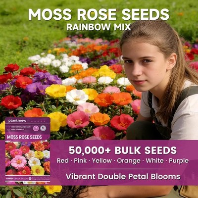 Moss Rose Seeds Bulk Pack - 50,000+ Non-GMO Heirloom Portulaca green | eBay