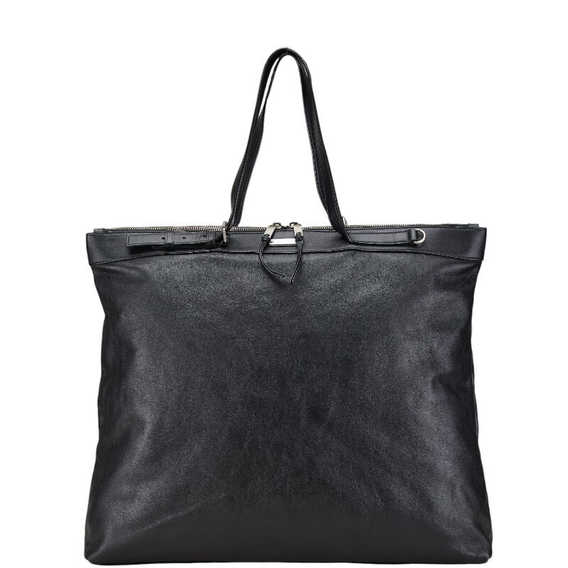 Saint Laurent Tote Bag Black Leather Women's Used Authentic
