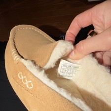 UGG Ansley Women's Suede Sheepskin Lined Moccasin Slipper Beige US 6