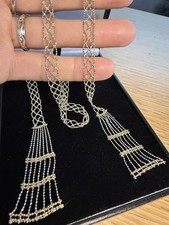 9ct Yellow and White Gold Lariat Necklace/Belt 15g Magnificent 100cm Long 375