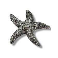 Silvertone Textured Starfish Pendant Statement 2 Inch Beachy Coastal
