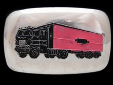 KH13152 NOS VINTAGE 1970s  CAB-OVER 18-WHEELER  ON POLISHED NICKEL BUCKLE