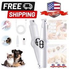 2 in 1 Dog Clippers Grooming Kit, USB Rechargeable Dog Paw Trimmer Low Noise ...