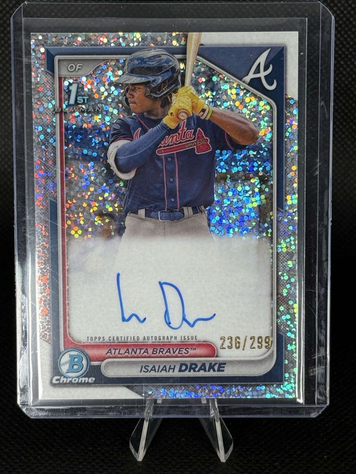 2024 Bowman Chrome Isaiah Drake Speckle Refractor 1st Prospect Auto /299
