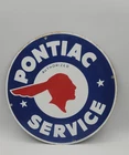 Vintage Pontiac Service Porcelain Enameled Metal Sign