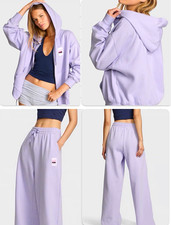 PINK XXS Outfit Women's Purple Sweatpants Wide Leg  Sweatshirt Set Hoodie NWT