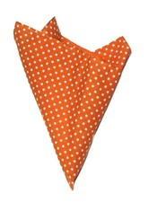 Lindenmann Germany Extra Large Pocket Square Orange White Polka Dot Men's