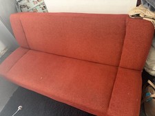 Fabric Sofa Bed Orange Solid Convertible Fold-out