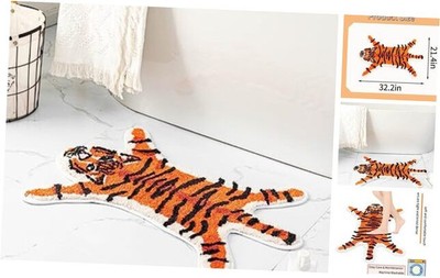 Orange Tiger Cute Bath Mat for Bathroom Fun Tiger Cartoon Bath Rugs for Kids 