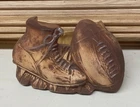 Vintage McCoy Football & Shoe Planter Dark Brown Yellow Interior Sports